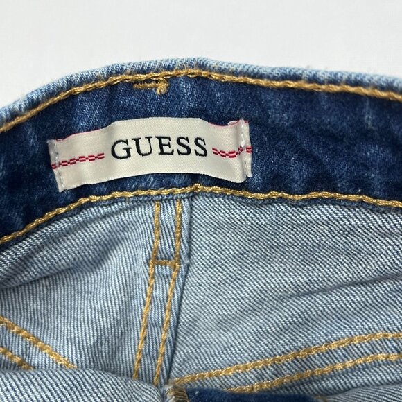 Guess Jeans High Waisted Distressed Side Slit Shorts Medium Wash Size 29. - Picture 4 of 8